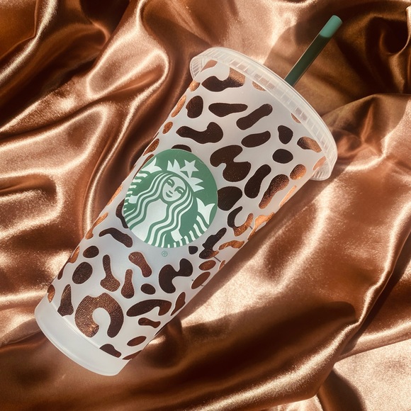 Leopard Print Rose Gold Starbucks Cup - Picture 2 of 3